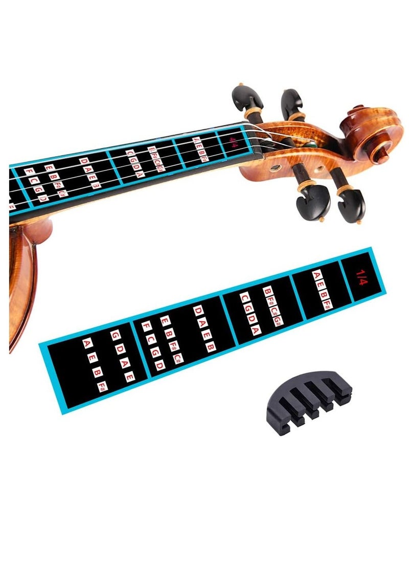 null - Mike Music Violin Finger Guide Set - Fingerboard Sticker guide Label Finger Chart For 1/4 Size Violin(1/4, Black) - Image 1