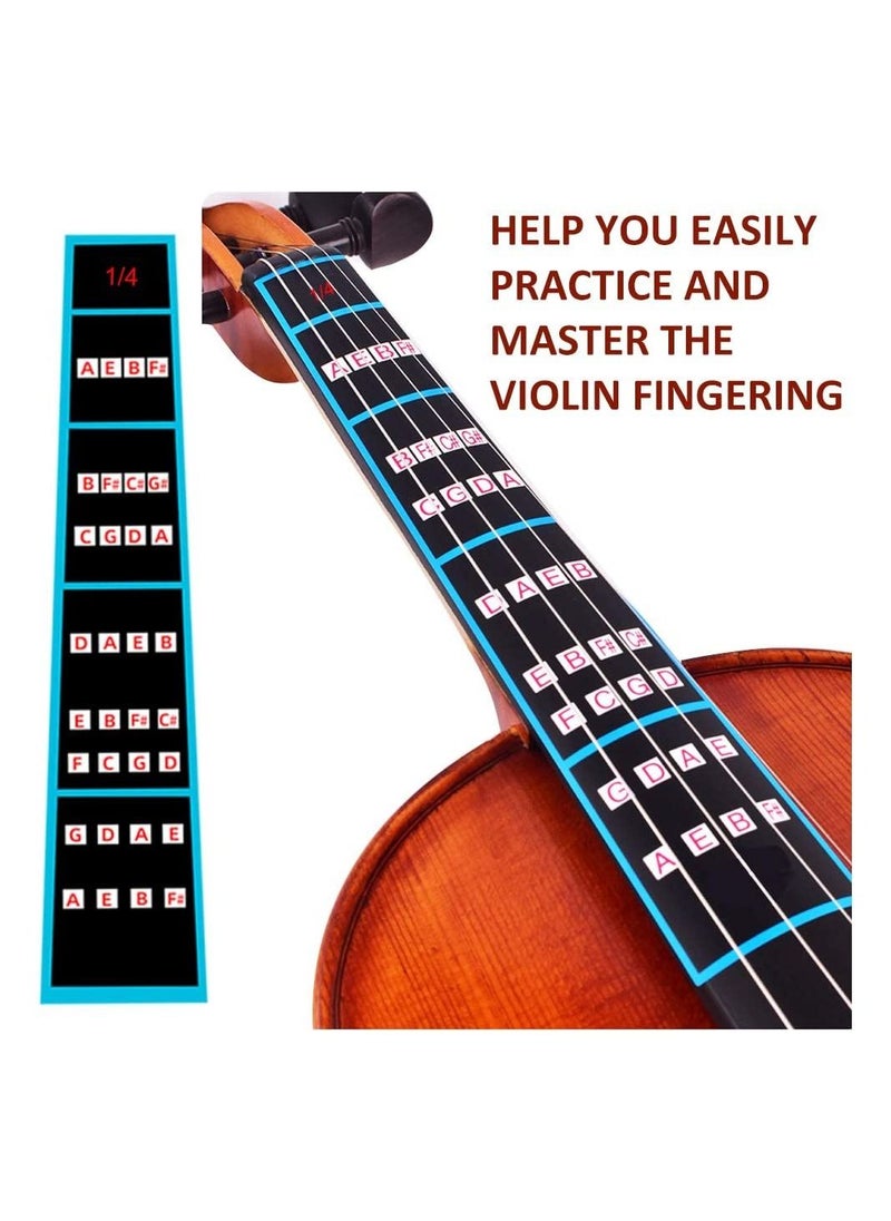null - Mike Music Violin Finger Guide Set - Fingerboard Sticker guide Label Finger Chart For 1/4 Size Violin(1/4, Black) - Image 1