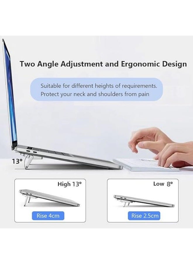 Generic - 2PCS Zinc Alloy Mini Foldable Laptop Stand, Portable Computer Keyboard Riser with 2 Adjustable Angles, Self-Adhesive Invisible Notebook Stand and Keyboard Lift for Desk (Silver) - Image 1
