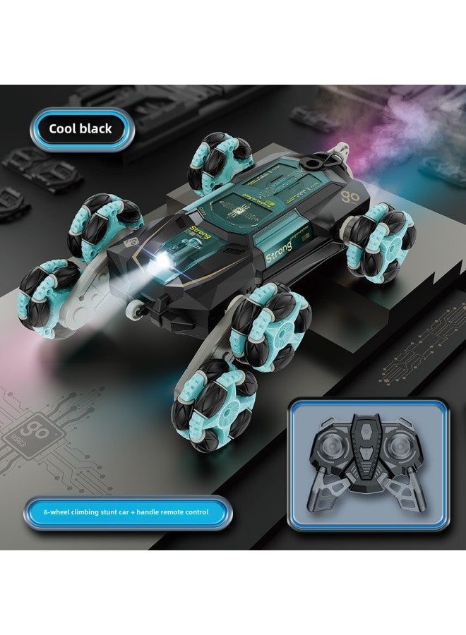 Special For Eight-wheel Stunt Car Spray Light Music Swing Arm Dump Drift Climbing Remote Control Car Children's Toys-Color:Cool Black - Six-wheel Spray Swing Arm Stunt Car (single Remote Control)  - Image 1