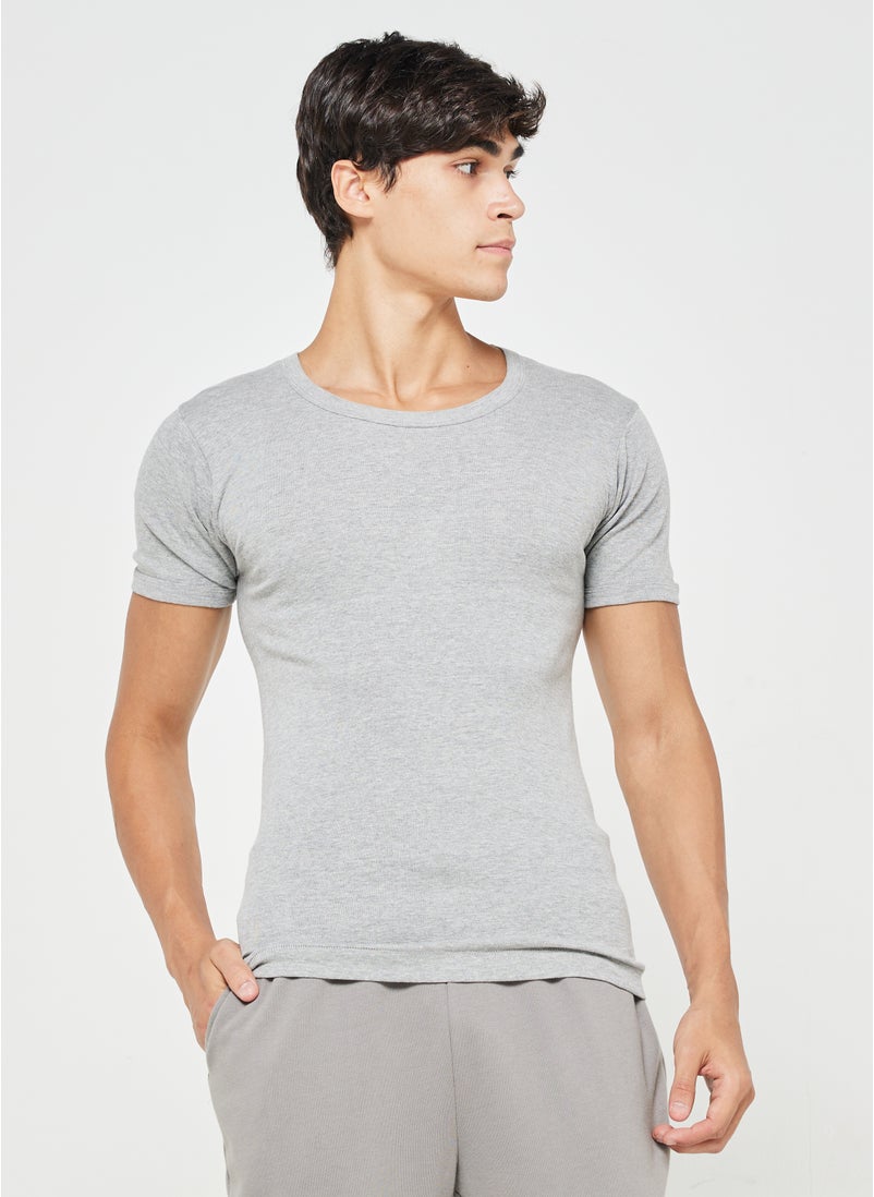 Rib T-Shirt With Antibacterial Finish