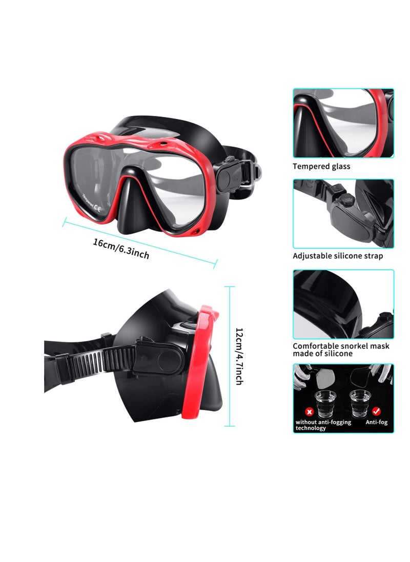 Generic Snorkel Set Adults,Dry Snorkeling Set Men Women Anti-Fog Snorkel Mask Impact Resistant Panoramic Tempered Glass Easy Breathing and Professional Snorkeling Gear for Youth Adults  - Image 4