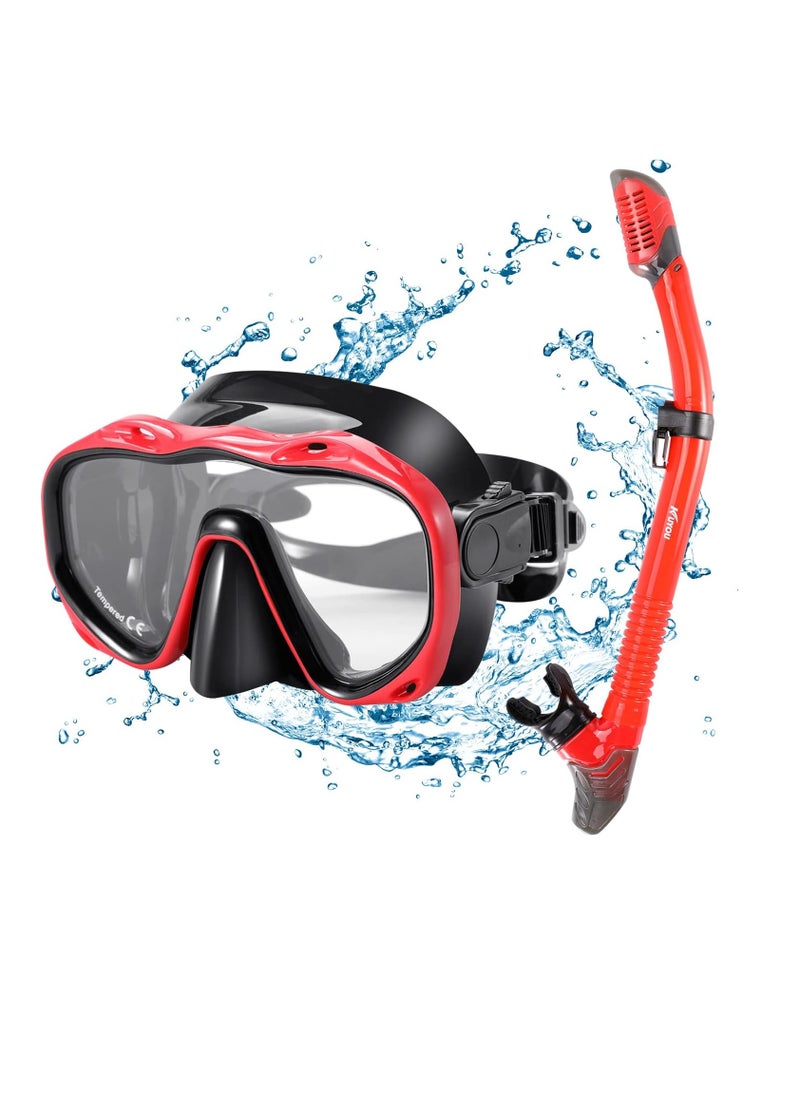 Generic Snorkel Set Adults,Dry Snorkeling Set Men Women Anti-Fog Snorkel Mask Impact Resistant Panoramic Tempered Glass Easy Breathing and Professional Snorkeling Gear for Youth Adults  - Image 2