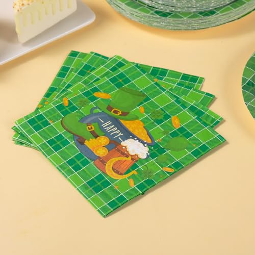 Cheery Land St Patricks Day Plates and Napkins Sets - Green St Patricks Day Disposable Plates for Party Supplies - Serves 25 - For Saint Day Party Decorations - Image 5