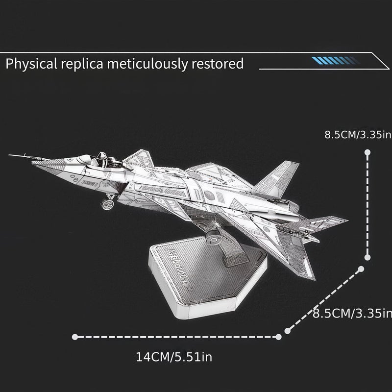 A3D Metal Jigsaw Puzzle Glue Free DIY Assembly Aircraft Model J20 Creative Desktop Home Decor Ornament Fun Challenging Craft Hobby Gift - Image 2