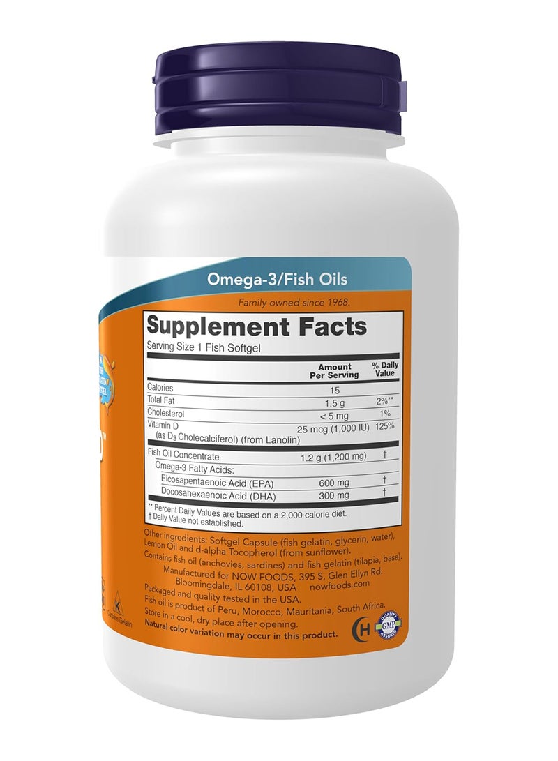 ناو فودز مكمل غذائي ألترا أوميجا 3-D عدد 90 كبسولة هلامية - Image 2