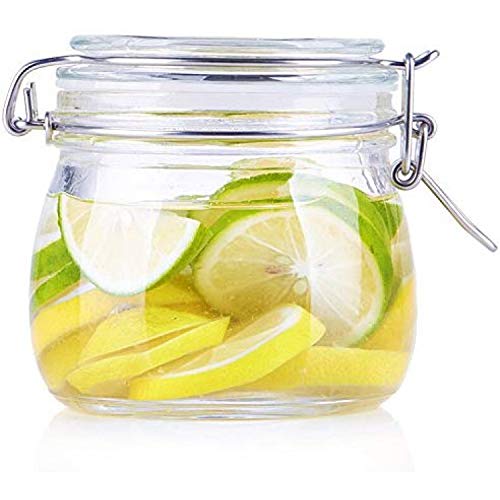 ARUZEN Glass Wide Mouth Mason Jars with Airtight Hinged Lid (2, 500ml, Transparent ) - Image 4