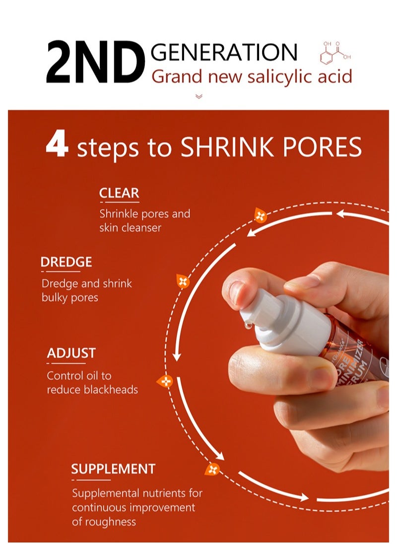Vibrant Glamour - 2Pcs FDA Salicylic acid Serum 30ml Shrink Pores Hyaluronic Acid Pore Minimizer Serum Relieve Dryness Whitening Refining Firming Moisturizing Oil Control Repairing Smooth Skin Care - Image 1