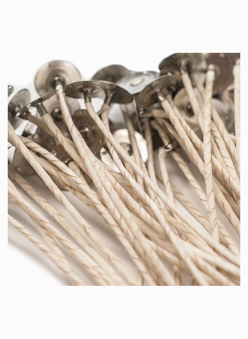 Y&D Candle Wicks ECO Wicks for Soy Candles 15 cm Pre-Waxed Wick Thick Wick with Base Coated Natural Wax Cotton & Paper Beeswax Making DIY 50pcs  - Image 1
