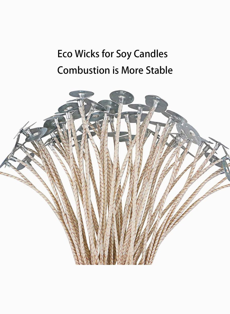 Y&D Candle Wicks ECO Wicks for Soy Candles 15 cm Pre-Waxed Wick Thick Wick with Base Coated Natural Wax Cotton & Paper Beeswax Making DIY 50pcs  - Image 3