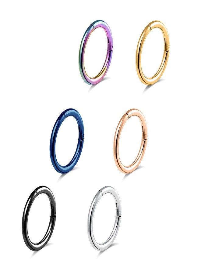 Tornito 6Pcs 14G Stainles Steel Clicker Ring Seamless Lip Nose Daith Cartilage Helix Tragus Hoop Ring - Image 1