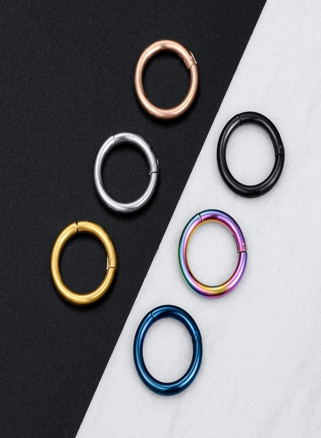 Tornito 6Pcs 14G Stainles Steel Clicker Ring Seamless Lip Nose Daith Cartilage Helix Tragus Hoop Ring - Image 3
