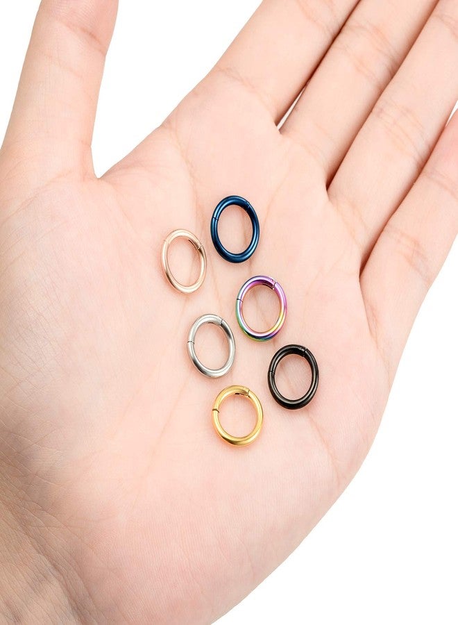 Tornito 6Pcs 14G Stainles Steel Clicker Ring Seamless Lip Nose Daith Cartilage Helix Tragus Hoop Ring - Image 4