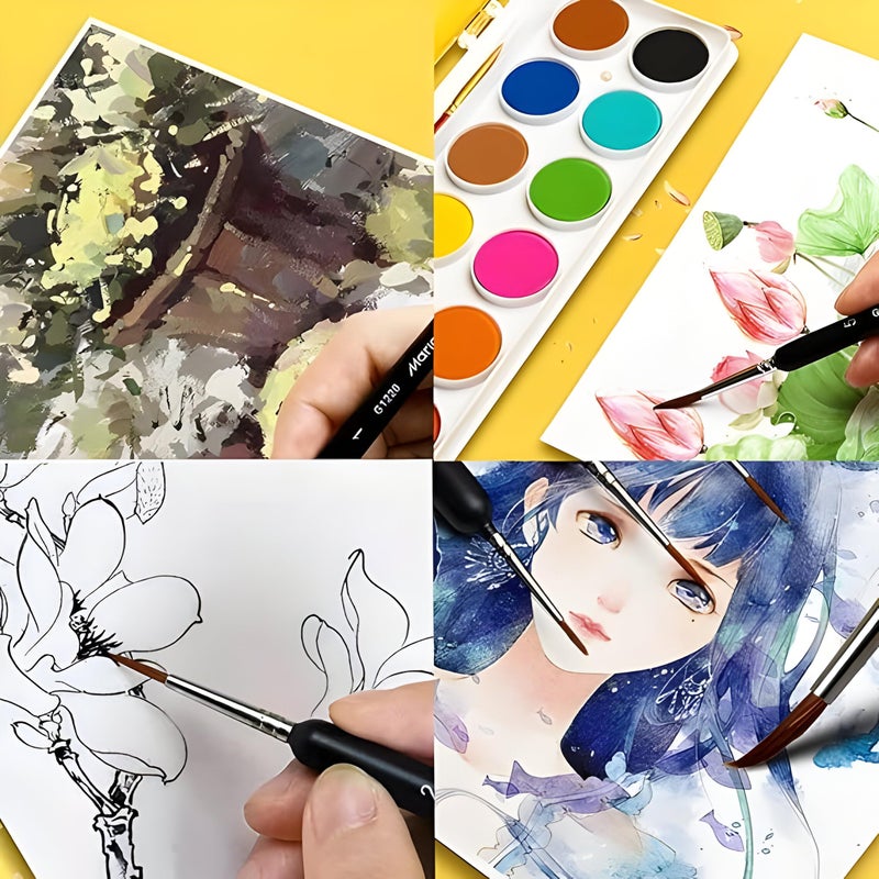 VINTAGER فرش رسم VINTAGER، مجموعة فرش رسم بتفاصيل دقيقة مع مقبض مريح - مناسبة للرسم بالأكريليك، الزيت، الأظافر، نماذج المقاييس، والرسم الزيتي لمستلزمات الرسم الرائعة - Image 4