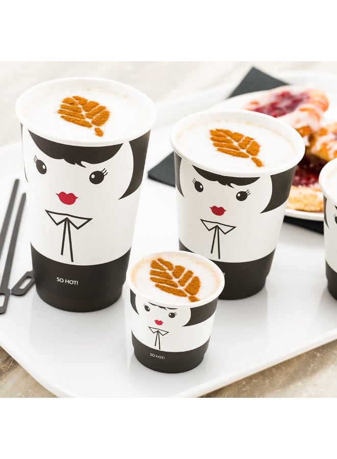 Restaurantware Restaurantware 16 Ounce Disposable Cups, Pack of 500 Double Wall Hot Cups – Lids Sold Separately, Featuring a Madame Print with Black Paper Insulation, Ideal for Serving Tea, Coffee, and More  - Image 3