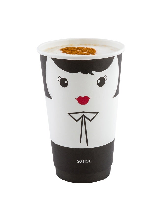 Restaurantware Restaurantware 16 Ounce Disposable Cups, Pack of 500 Double Wall Hot Cups – Lids Sold Separately, Featuring a Madame Print with Black Paper Insulation, Ideal for Serving Tea, Coffee, and More  - Image 2