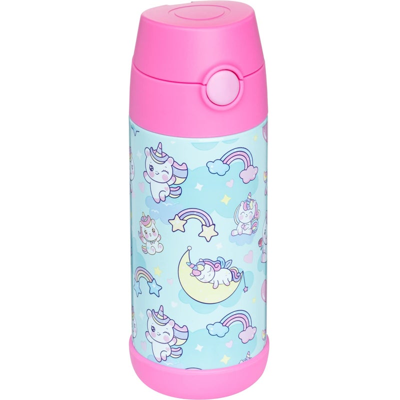 Snug Insulated Kids Water Bottle with Straw & Spout â€“ Double-Wall Stainless Steel, Leakproof, Easy-Flip Lid â€“ For School, Travel, Toddlers & Big Kids - Unicorns, 12oz - Image 1