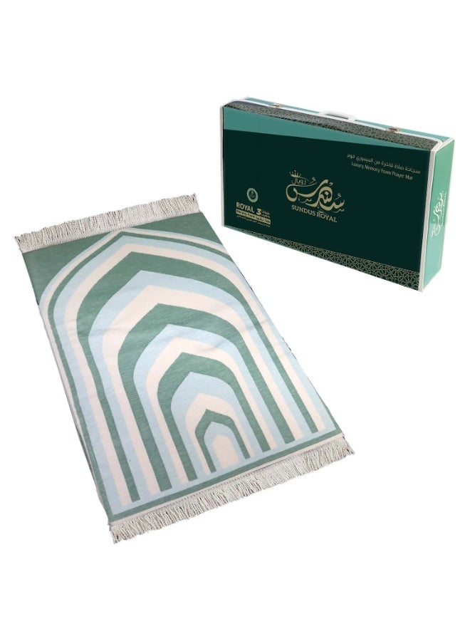 سندس سجادة صلاة تركية فاخرة من سندس رويال، مزودة بثلاث طبقات من إسفنج الذاكرة - سجادة صلاة إسلامية فاخرة لدعم الركبة والمفاصل، فائقة النعومة والثبات، مثالية للاستخدام المنزلي والمسجد (120 × 70 سم) - أخضر فاتح - Image 1