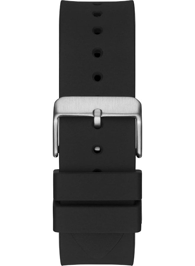 GUESS Men's Trend Multifunction 43mm Watch â€“ Black Dial with Black Matte Polycarbonate Case & Silicone Strap - Image 3