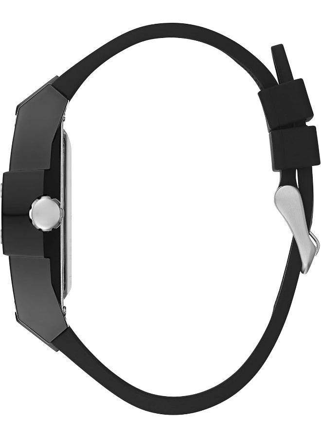 GUESS Men's Trend Multifunction 43mm Watch â€“ Black Dial with Black Matte Polycarbonate Case & Silicone Strap - Image 2