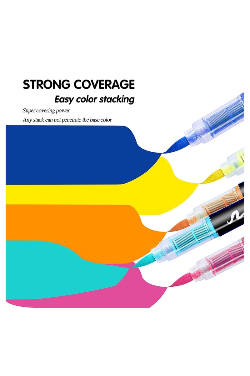 Acrylic Paint Pens Set of 24 – Soft Brush Tip Acrylic Markers for Rock Painting, Canvas, Wood, Stone, Glass, Ceramics, Fabric & DIY Craft Projects - Image 5