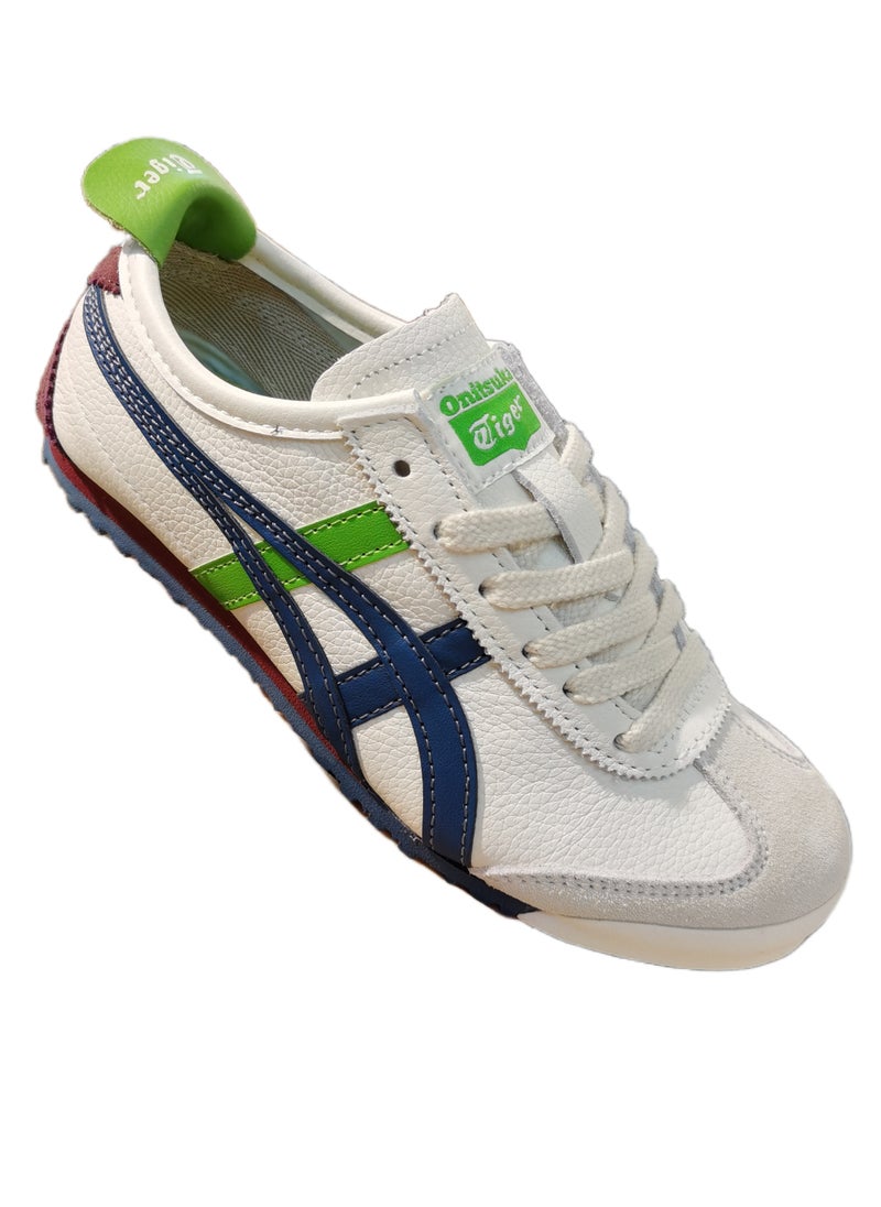 Onitsuka Tiger White, Blue And Green Retro MEXICO 66™ Casual Shoes for Men and Women  - Image 1