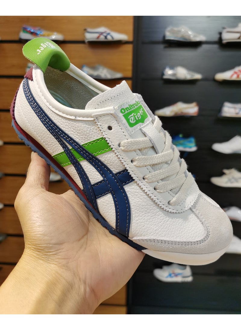 Onitsuka Tiger White, Blue And Green Retro MEXICO 66™ Casual Shoes for Men and Women  - Image 5