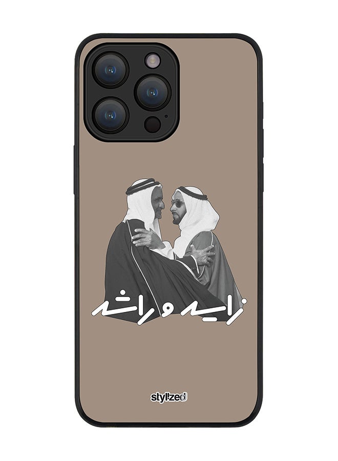 Stylizedd Cover for iPhone 15 Pro Max Case, Rugged Black Slim fit Soft Flexible Anti Drop TPU Gel Thin Protective Phone Cases- Sheikh Zayed And Sheikh Rashid, Warm Grey - Image 1