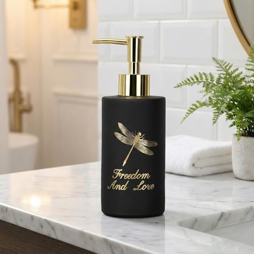 MUAC 350ml Glass Liquid Soap Dispenser for Bathroom, Handwash Liquid Dispenser Bottle for Kitchen, Washbasin, Opaque (Black-1) - Image 1