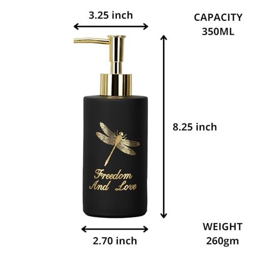 MUAC 350ml Glass Liquid Soap Dispenser for Bathroom, Handwash Liquid Dispenser Bottle for Kitchen, Washbasin, Opaque (Black-1) - Image 2