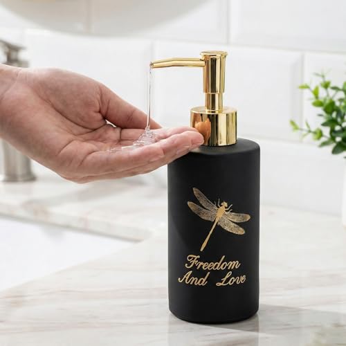 MUAC 350ml Glass Liquid Soap Dispenser for Bathroom, Handwash Liquid Dispenser Bottle for Kitchen, Washbasin, Opaque (Black-1) - Image 3