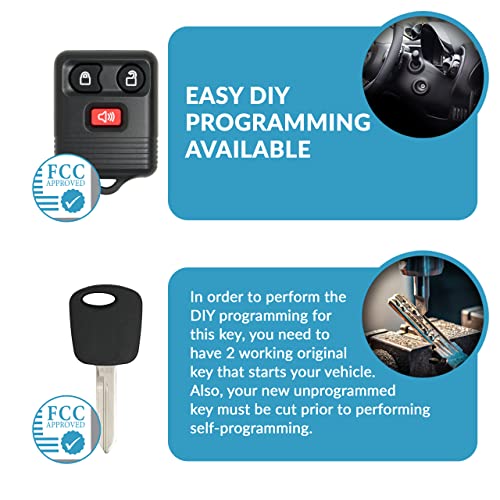 Keyless2Go Replacement for Keyless Entry Car Key Fob Vehicles That Use 3 Button CWTWB1U331, with New Uncut Transponder Ignition Car Key H72 (2 Pack) - Image 5