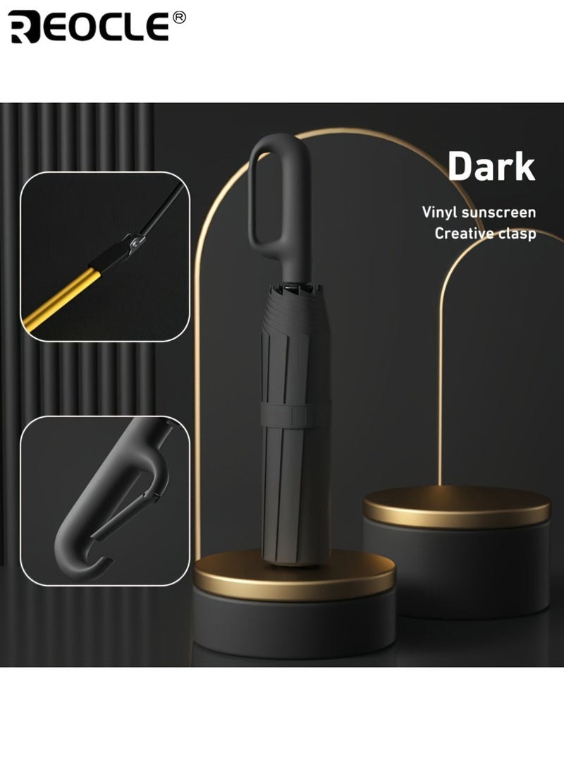 REOCLE Automatic Folding Umbrella with 32 Ribs Wind Resistant Design and 190T Polyester Fabric Compact Travel Umbrella with Fiberglass Frame for One Handed Operation - Image 1