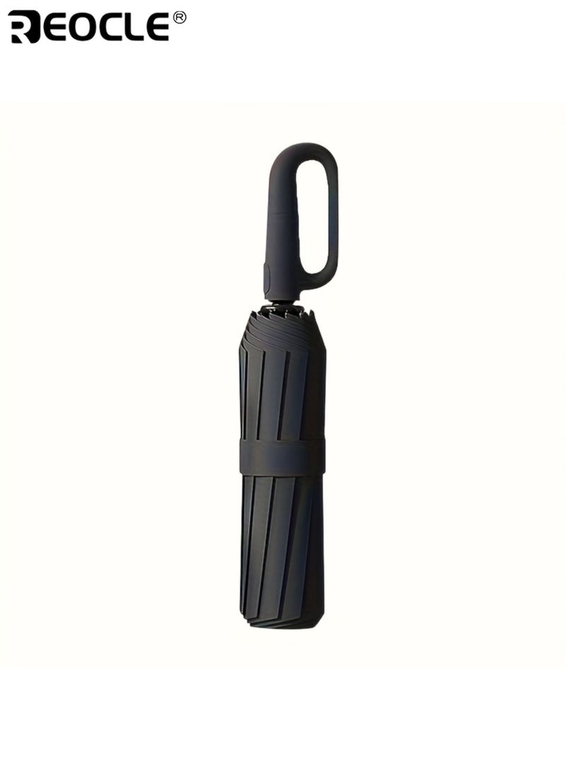 REOCLE Automatic Folding Umbrella with 32 Ribs Wind Resistant Design and 190T Polyester Fabric Compact Travel Umbrella with Fiberglass Frame for One Handed Operation - Image 2