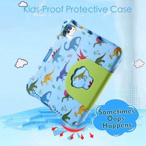 Topevoeon Compatible with iPad 11 A16 iPad 10 10th 11th Generation Dinosaur Tablet Case for Kids Boy Light EVA Kid Friendly Tablet Cover with Handle Kickstand Kid-Pro Shockproof Toddlers BBlue - Image 3