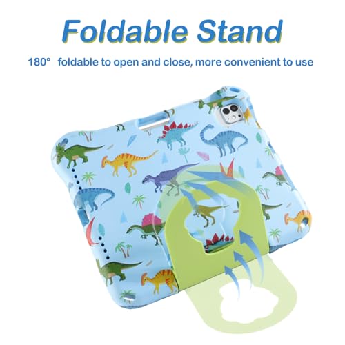 Topevoeon Compatible with iPad 11 A16 iPad 10 10th 11th Generation Dinosaur Tablet Case for Kids Boy Light EVA Kid Friendly Tablet Cover with Handle Kickstand Kid-Pro Shockproof Toddlers BBlue - Image 2