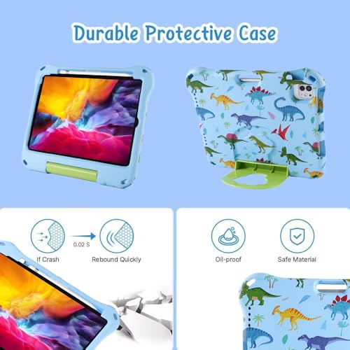 Topevoeon Compatible with iPad 11 A16 iPad 10 10th 11th Generation Dinosaur Tablet Case for Kids Boy Light EVA Kid Friendly Tablet Cover with Handle Kickstand Kid-Pro Shockproof Toddlers BBlue - Image 5