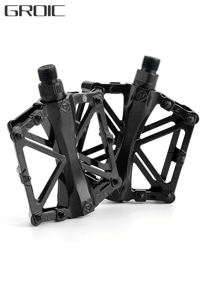 GROIC Mountain Road Bicycle Flat Bike Pedals 9/16 for MTB with 16 Anti-Skid Pins -Universal Lightweight Aluminum Alloy Platform Pedal-2 Packs  - Image 1