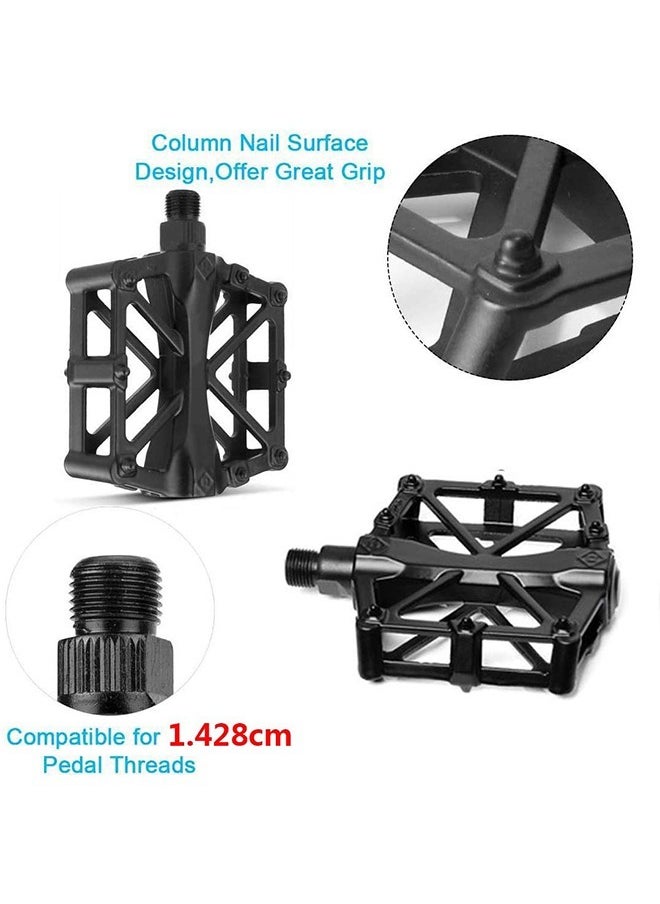 GROIC Mountain Road Bicycle Flat Bike Pedals 9/16 for MTB with 16 Anti-Skid Pins -Universal Lightweight Aluminum Alloy Platform Pedal-2 Packs  - Image 3