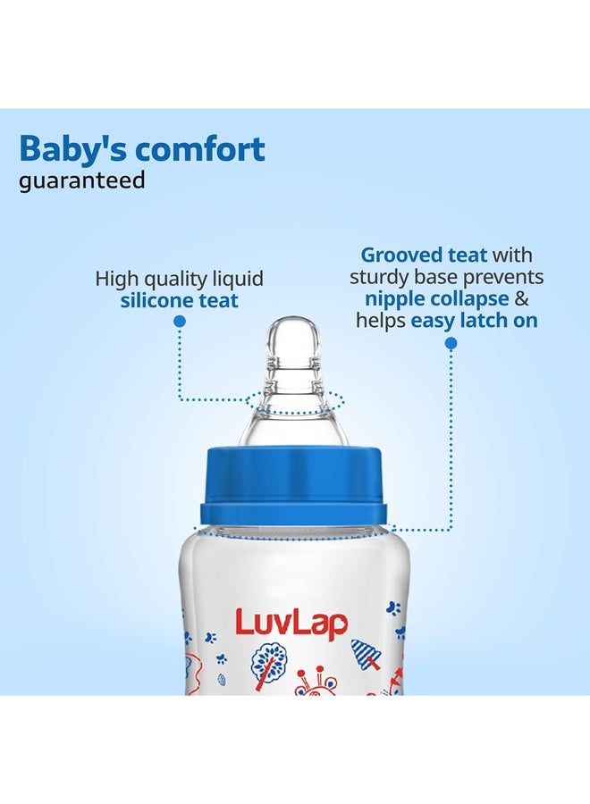 Luvlap Baby Essential Slim Neck Feeding Bottle, 125ml, Jungle Tales, with anti Colic Nipple, New Born / Infants / Toddler upto 3 years, BPA Free, , Blue - Image 3