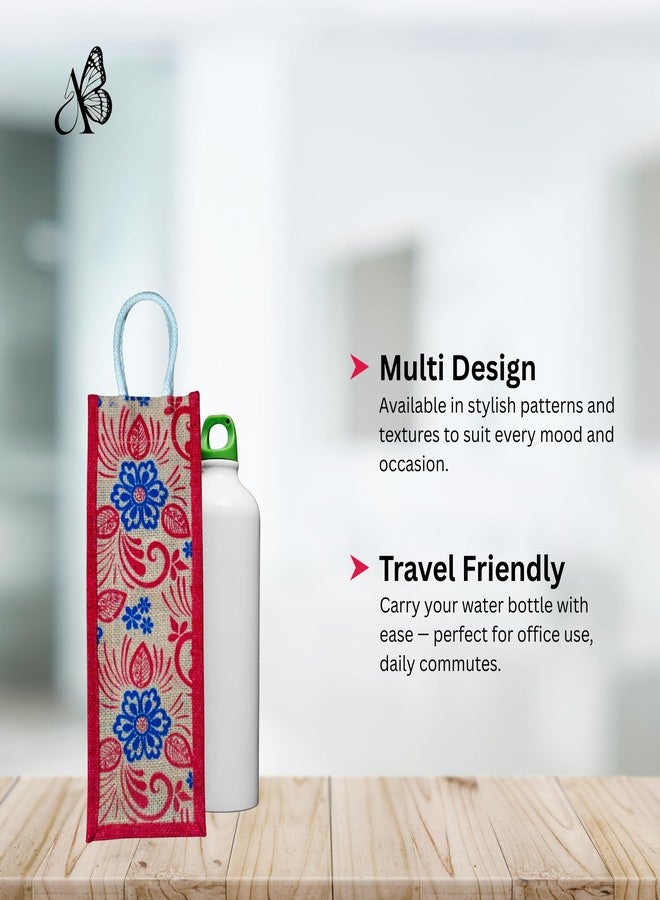 Anumala® Eco-Friendly Jute Water Bottle Bag | 100% Natural Jute with Bio-Plastic Lamination | Reusable, Handmade & Durable Bottle Carry Bag (14x5x5 Inches, Multi Color) (14 * 5 * 5, 5, Piece) - Image 5