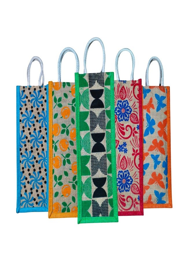 Anumala® Eco-Friendly Jute Water Bottle Bag | 100% Natural Jute with Bio-Plastic Lamination | Reusable, Handmade & Durable Bottle Carry Bag (14x5x5 Inches, Multi Color) (14 * 5 * 5, 5, Piece) - Image 1