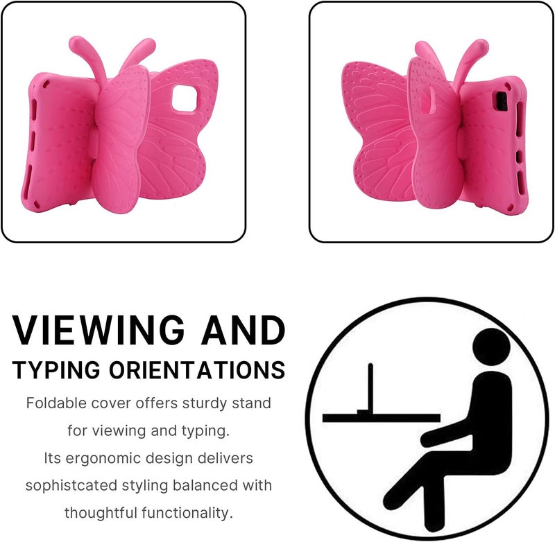 FunnyWin AWH iPad 10 10th Generation Case Kids,iPad 10 10.9 2022 Butterfly Case with Kickstand Light EVA Full Boby Drop Protective Rugged Shockproof Kid-Proof iPad 10 Kids Case for Girl Kid Gift (Rose) - Image 5