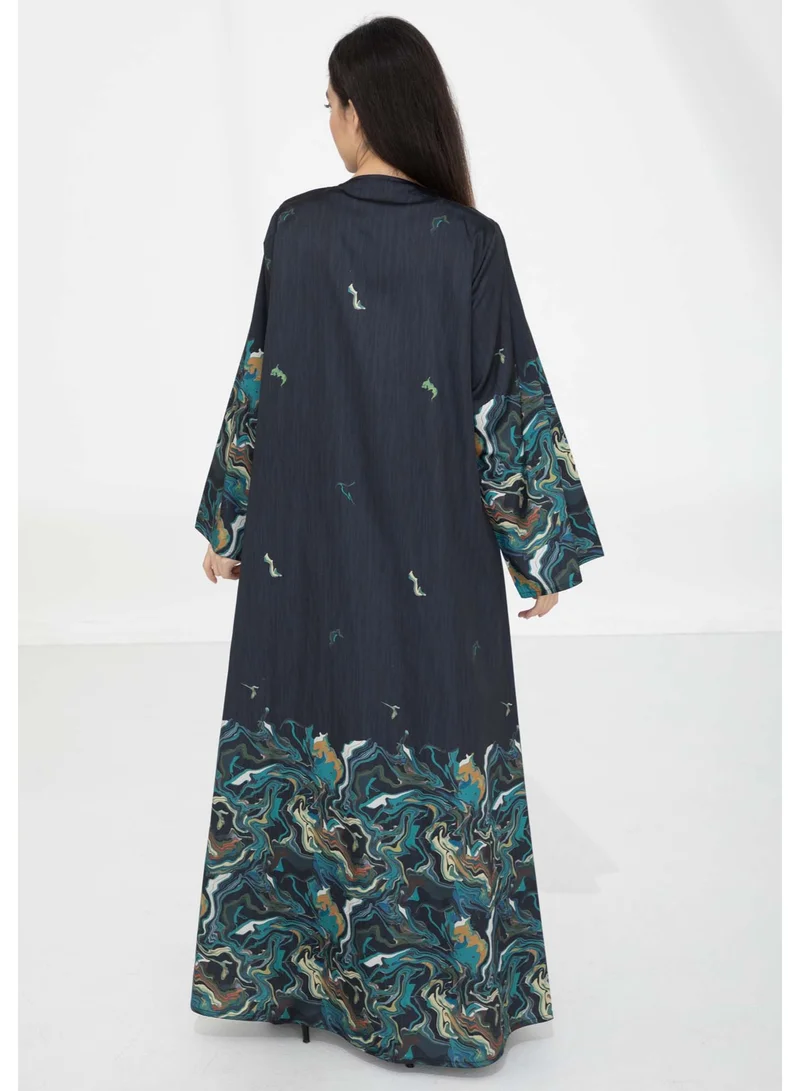 MSquare Fashion  Taffeta Printed Open Abaya – Effortless Elegance for Women | Best Price UAE