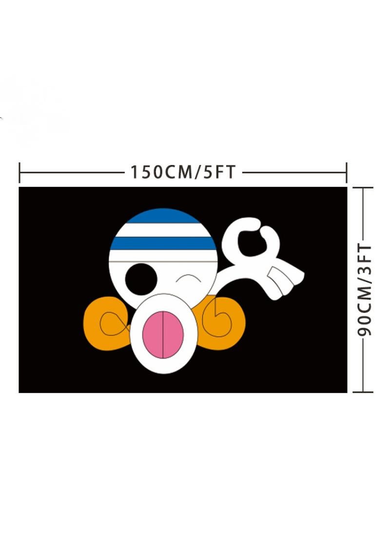General 1-Pieces Polyester Flag ONE PIECE Cosplay Pirate Flag Room Decor Flag with Corners Buckle 150x90CM Black-G  - Image 1