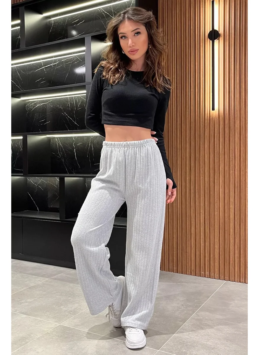 Gülseli Gulseli Women's Wide Leg Ribbed Trousers