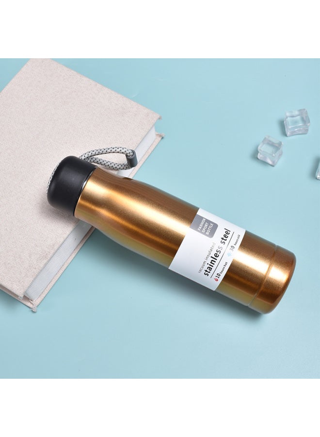 Modern Simple Knight Portable Water Cup Double-layer Stainless Steel Vacuum Cup Men And Women Fashion Business Straight Cup