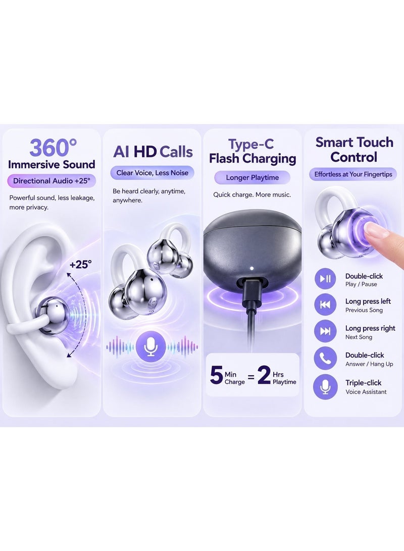Best Wireless Earbuds , Free Clip earbuds ear clips, lightweight design for sports, noise reduction, 3D stereo sound, sweat resistant and waterproof - Image 5