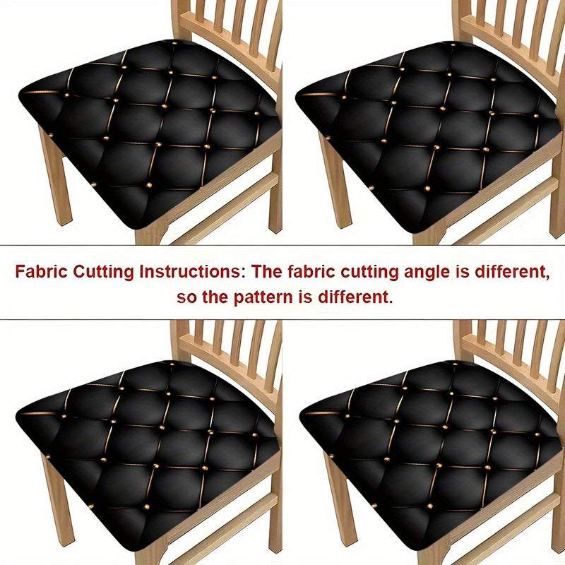 2Pcs Modern Black Textured Chair Seat Covers Durable Polyester Machine Washable for Dining Room - Image 5