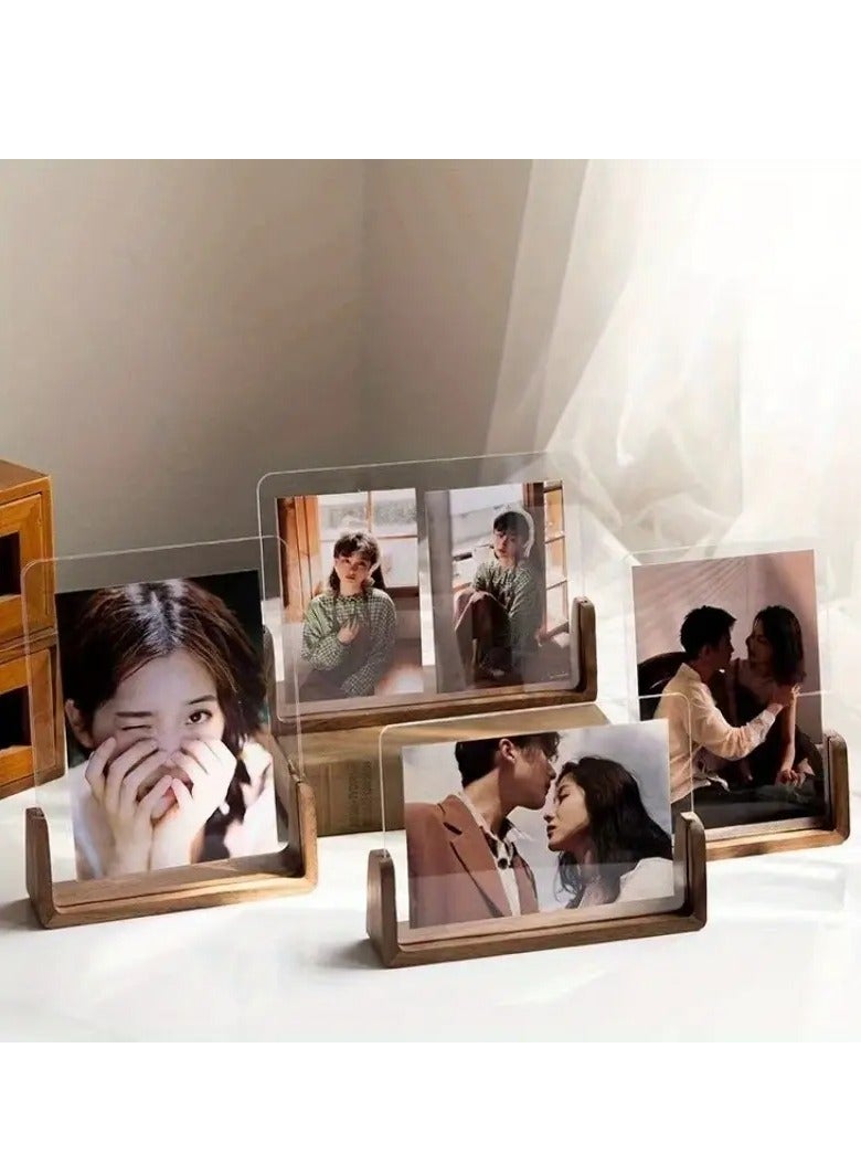 Elegant U-Shaped Solid Wood Photo Frame with Clear Acrylic Panels – Rustic and Modern Design for Tabletop Display – Perfect for Home, Office, Weddings, and Special Events – Multi-Purpose Stand for B - Image 2